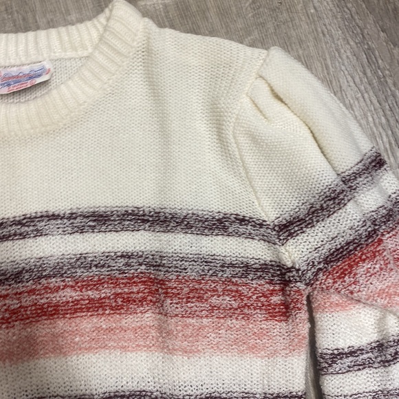 70s VTG puff sleeve striped sweater - Picture 3 of 3
